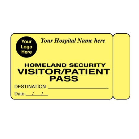 Nevs Visitor Pass - Your Hospital Logo 1-15/16" x 3-1/2" VP-12761